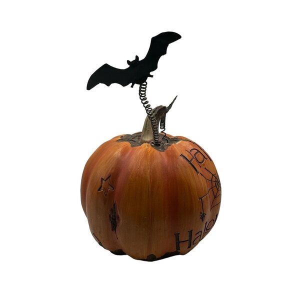 Decorative Halloween Pumpkin With Bats & Web Design - Picture 5 of 6
